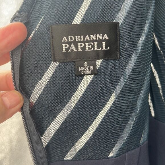 Adrianna Papell Gray Tiered Shimmer Cocktail Dress - Picture 5 of 10